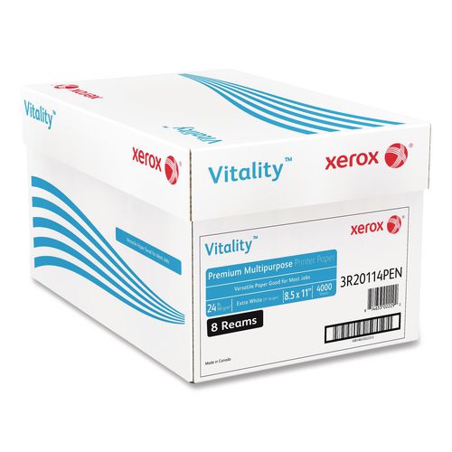 Image of XeroxÂ® Vitality Premium Multipurpose Print Paper, 97 Bright, 24 lb Bond Weight, 8.5 x 11, Extra White, 500/Ream, 8 Reams/Carton