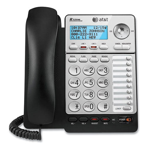Image of AT&T® ML17928 Ml17928 Two-Line Corded Speakerphone, Black/silver