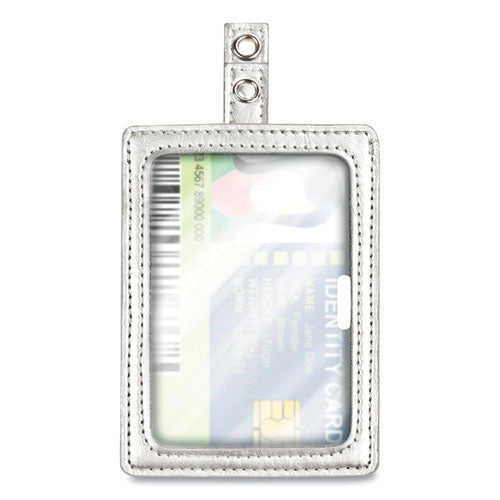 Image of Cosco® 075004 Myid Leather Id Badge Holder, Vertical/horizontal, 2.5 X 4, Silver