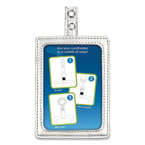 Image of Cosco® 075004 Myid Leather Id Badge Holder, Vertical/horizontal, 2.5 X 4, Silver
