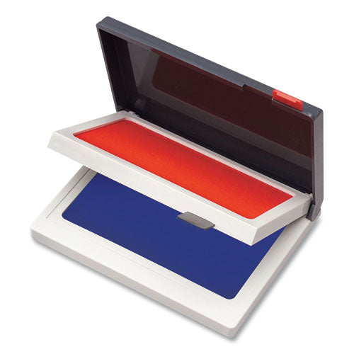 Image of COSCO 090429 Two-Color Felt Stamp Pads, 4.25" x 3.75", Blue/Red