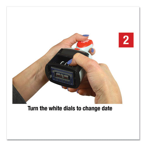 Image of COSCO 2000PLUSÂ® Model S 360 Self-Inking Two-Color Message Dater, 5 Years, Entered/faxed/paid/received, 1.81" X 1.25", Blue/red Ink