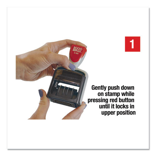 Image of COSCO 2000PLUSÂ® Model S 360 Self-Inking Two-Color Message Dater, 5 Years, Entered/faxed/paid/received, 1.81" X 1.25", Blue/red Ink