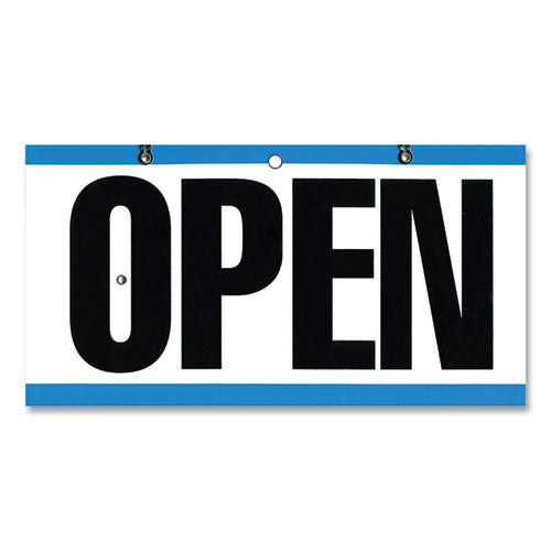 Image of COSCO 098013 Open/Closed Outdoor Sign, 11.6 x 6, Blue/White/Black