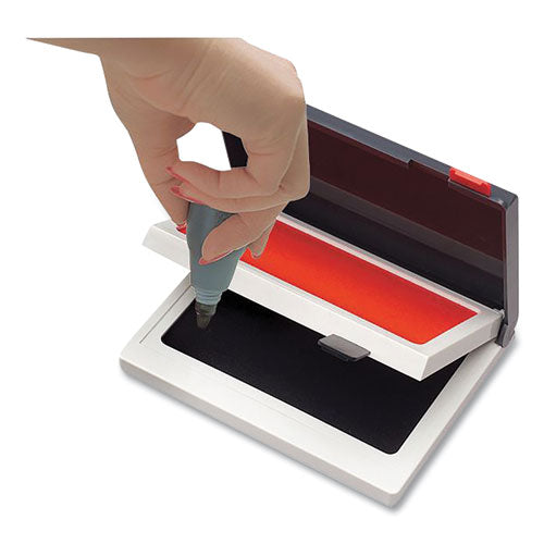 Image of COSCO 090468 2000 PLUS Two-Color Felt Stamp Pad Case, 4" x 2", Black/Red