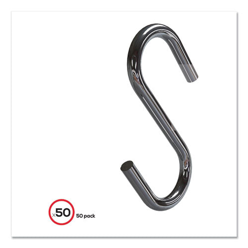 Image of deflecto® 20013 S Hooks, Metal, Silver, 50/pack