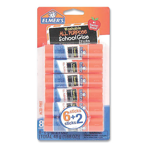 Image of Elmer's® E5003/E5004 WASHABLE SCHOOL GLUE STICKS, 0.21 OZ, APPLIES AND DRIES CLEAR, 8/PACK