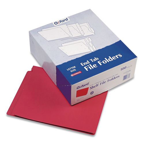 Image of Pendaflex® H110DR Colored End Tab Folders with Reinforced Double-Ply Straight Cut Tabs, Letter Size, 0.75" Expansion, Red, 100/Box