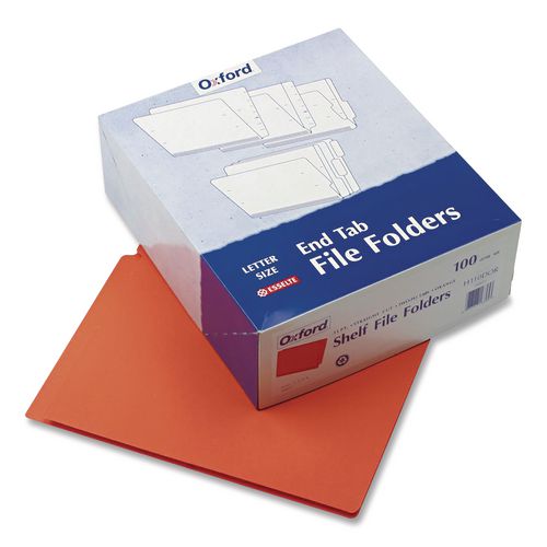 Image of Pendaflex® H110DOR Colored End Tab Folders with Reinforced Double-Ply Straight Cut Tabs, Letter Size, 0.75" Expansion, Orange, 100/Box