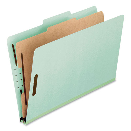 Image of Pendaflex® 17175EE Four-Section Pressboard Classification Folders, Expands 2", 1 Divider, 4 Embedded Fasteners, Legal Size, Light Green, 10/Box