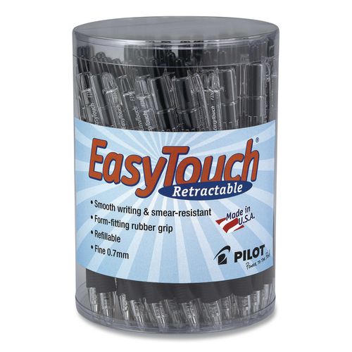 Image of Pilot® 54058 Easytouch Ballpoint Pen, Retractable, Fine 0.7 Mm, Black Ink, Clear Barrel, 36/pack