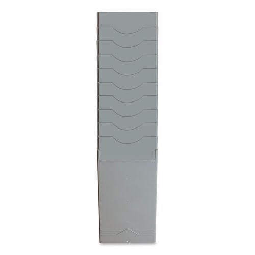 Image of Pyramid Technologies 400-10 Time Card Rack, 10 Pockets, Plastic, Light Gray