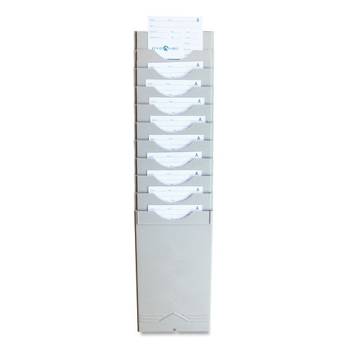 Image of Pyramid Technologies 400-10 Time Card Rack, 10 Pockets, Plastic, Light Gray
