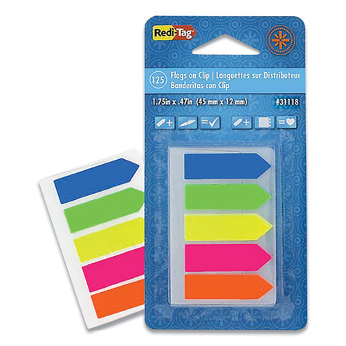 Image of Redi-Tag® 31118 Removable Small Arrow Page Flags, Blue, Green, Orange Pink, Yellow, 125/pack