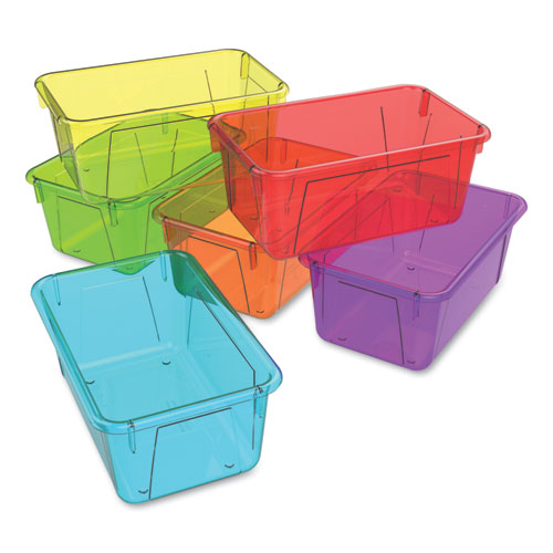 Image of Storex 62490U05C Cubby Bins, 12.2" x 7.8" x 5.1", Assorted Candy Colors, 5/Carton