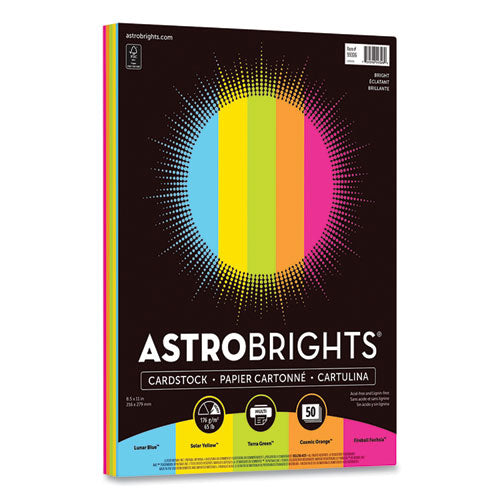 Image of Astrobrights® 99326-01 Color Cardstock, 65 lb Cover Weight, 8.5 x 11, Assorted Bright Colors, 50/Pack