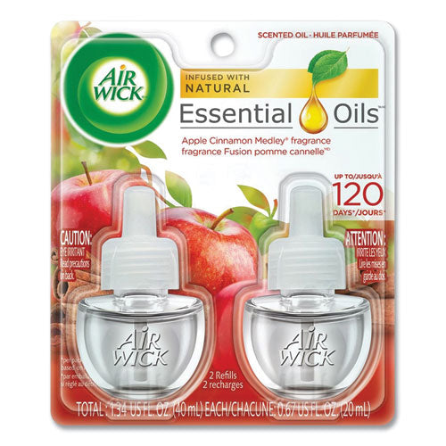 Image of Air Wick® 62338-95499 Scented Oil Refill, 0.67 Oz, Apple Cinnamon Medley, 2/pack, 6 Packs/carton