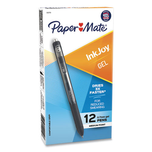 Image of Paper Mate® 1951719A Inkjoy Gel Pen, Retractable, Medium 0.7 Mm, Black Ink, Black Barrel, Dozen