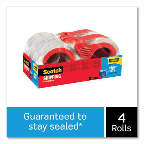 Image of Scotch® 3850-4RD-6GC 3850 Heavy-Duty Packaging Tape With Dispenser, 3" Core, 1.88" X 54.6 Yds, Clear, 4/pack