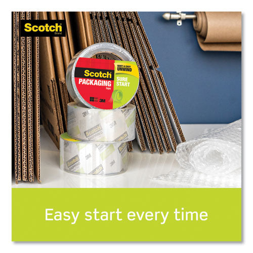 Image of Scotch® 3450S-RD-36GC Sure Start Packaging Tape With Dispenser, 3" Core, 1.88" X 38.2 Yds, Clear