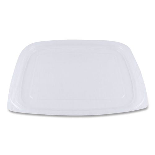 Image of World Centric® RDLCS24 PLA Rectangular Deli Container Lids, 6.5 x 7.5 x 0.3, Clear, Plastic, 600/Carton