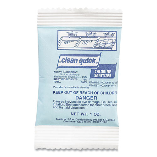 Image of Clean Quick® 02584 Powdered Chlorine-Based Sanitizer, 1 oz Pack, 100/Carton