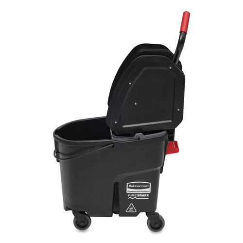 Image of Rubbermaid® Commercial 1863898 Wavebrake 2.0 Bucket/wringer Combos, Down-Press, 35 Qt, Plastic, Black