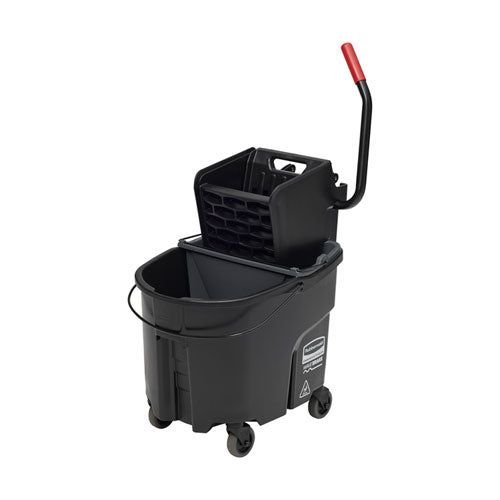 Image of Rubbermaid® Commercial 1863896 Wavebrake 2.0 Bucket/wringer Combos, Side-Press, 35 Qt, Plastic, Black