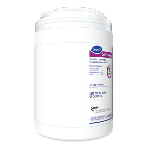 Image of Diversey 101105152 Oxivir TB Disinfectant Wipes, 6 x 6.9, Characteristic Scent, White, 160/Canister, 4 Canisters/Carton