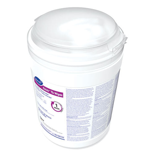 Image of Diversey 101105152 Oxivir TB Disinfectant Wipes, 6 x 6.9, Characteristic Scent, White, 160/Canister, 4 Canisters/Carton