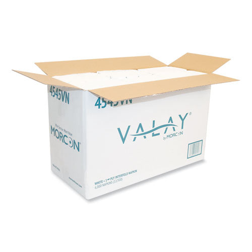 Image of Morcon Tissue 4545VN Valay Interfolded Napkins, 1-Ply, White, 6.5 X 8.25, 6,000/carton