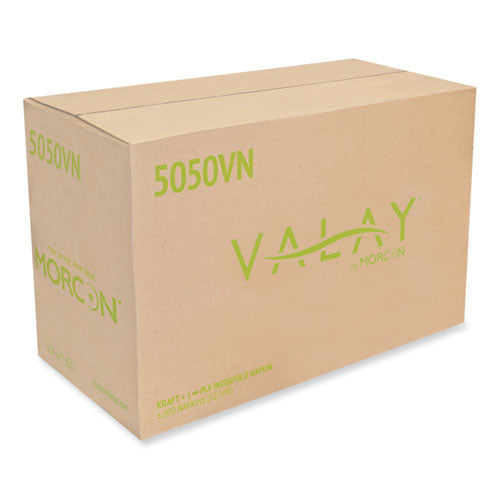 Image of Morcon Tissue 5050VN Valay Interfolded Napkins, 1-Ply, 6.3 X 8.85, Kraft, 6,000/carton