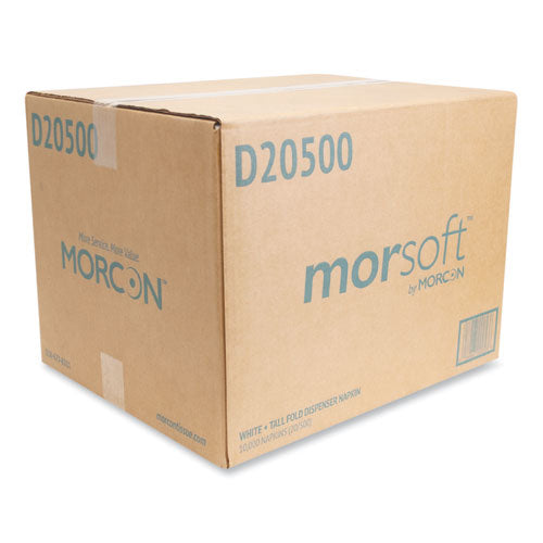 Image of Morcon Tissue D20500 Morsoft Dispenser Napkins, 1-Ply, 6 x 13, White, 500/Pack, 20 Packs/Carton