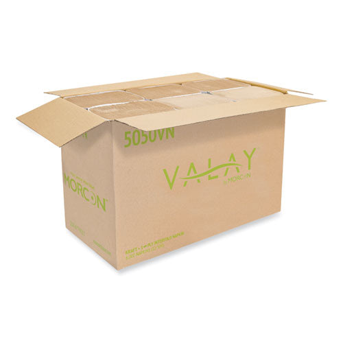 Image of Morcon Tissue 5050VN Valay Interfolded Napkins, 1-Ply, 6.3 X 8.85, Kraft, 6,000/carton