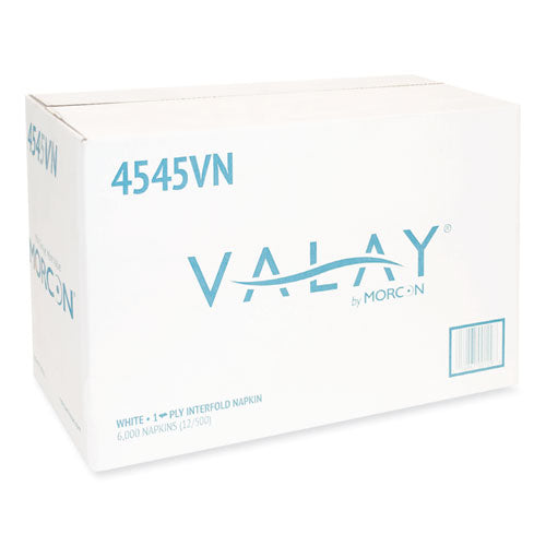 Image of Morcon Tissue 4545VN Valay Interfolded Napkins, 1-Ply, White, 6.5 X 8.25, 6,000/carton