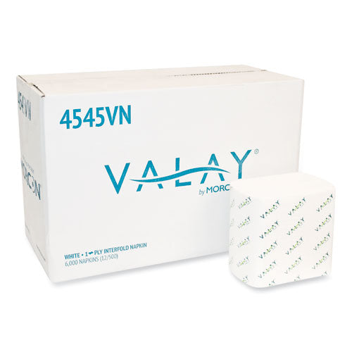 Image of Morcon Tissue 4545VN Valay Interfolded Napkins, 1-Ply, White, 6.5 X 8.25, 6,000/carton