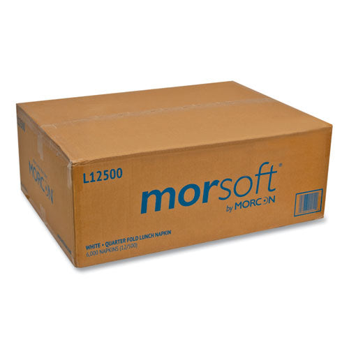 Image of Morcon Tissue L12500 Morsoft 1/4 Fold Lunch Napkins, 1-Ply, 11.8 x 11.8, White, 6,000/Carton
