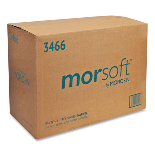 Image of Morcon Tissue 3466 Morsoft Dinner Napkins, 2-Ply, 14.5 X 16.5, White, 3,000/carton