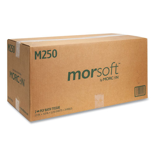 Image of Morcon Tissue M250 Small Core Bath Tissue, Septic Safe, 2-Ply, White, 1,250 Sheets/Roll, 24 Rolls/Carton