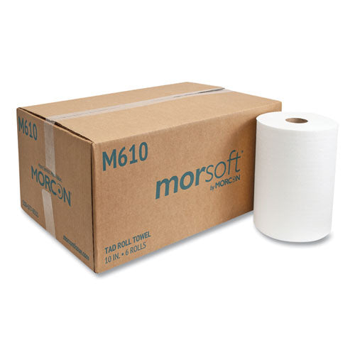 Image of Morcon Tissue M610 10 Inch TAD Roll Towels, 1-Ply, 10" x 500 ft, White, 6 Rolls/Carton
