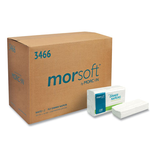 Image of Morcon Tissue 3466 Morsoft Dinner Napkins, 2-Ply, 14.5 X 16.5, White, 3,000/carton