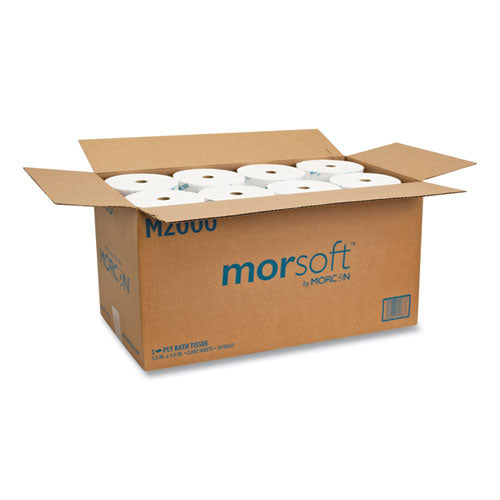 Image of Morcon Tissue M2000 Small Core Bath Tissue, Septic Safe, 1-Ply, White, 2,000 Sheets/Roll, 24 Rolls/Carton