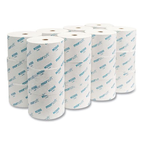 Image of Morcon Tissue M2000 Small Core Bath Tissue, Septic Safe, 1-Ply, White, 2,000 Sheets/Roll, 24 Rolls/Carton