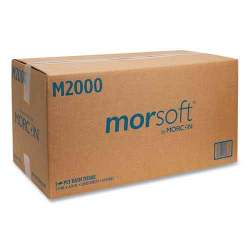 Image of Morcon Tissue M2000 Small Core Bath Tissue, Septic Safe, 1-Ply, White, 2,000 Sheets/Roll, 24 Rolls/Carton