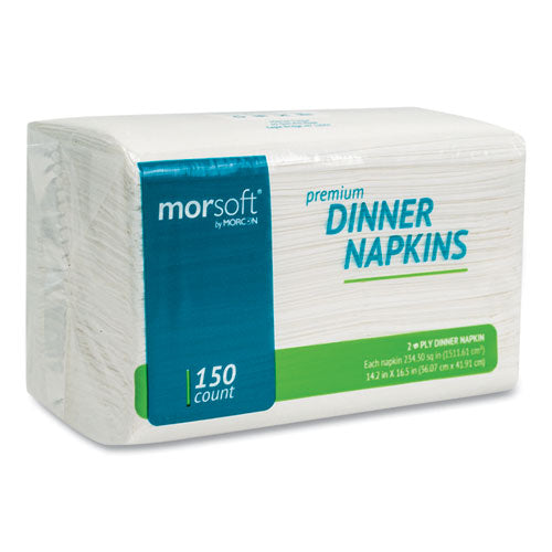 Image of Morcon Tissue 3466 Morsoft Dinner Napkins, 2-Ply, 14.5 X 16.5, White, 3,000/carton
