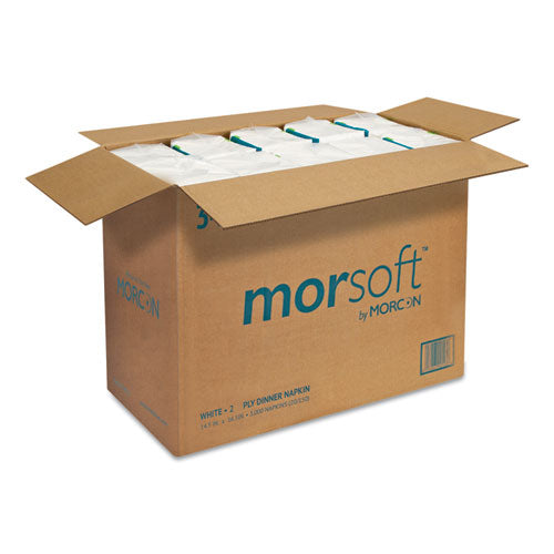 Image of Morcon Tissue 3466 Morsoft Dinner Napkins, 2-Ply, 14.5 X 16.5, White, 3,000/carton