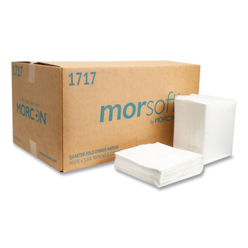Image of Morcon Tissue 1717 Morsoft Dinner Napkins, 1-Ply, 16 x 16, White, 250/Pack, 12 Packs/Carton