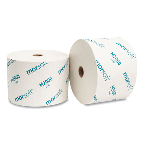 Image of Morcon Tissue M2000 Small Core Bath Tissue, Septic Safe, 1-Ply, White, 2,000 Sheets/Roll, 24 Rolls/Carton