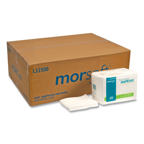 Image of Morcon Tissue L12500 Morsoft 1/4 Fold Lunch Napkins, 1-Ply, 11.8 x 11.8, White, 6,000/Carton
