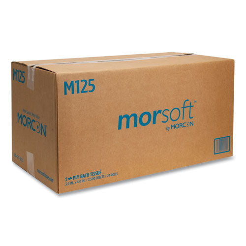Image of Morcon Tissue M125 Small Core Bath Tissue, Septic Safe, 1-Ply, White, 2,500 Sheets/Roll, 24 Rolls/Carton